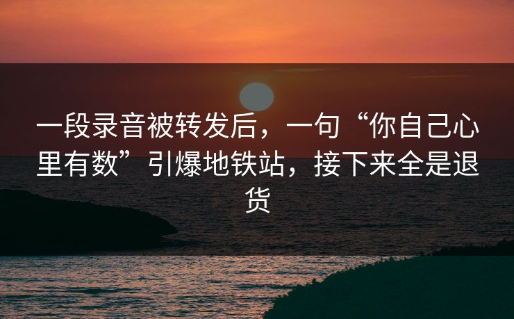 一段录音被转发后，一句“你自己心里有数”引爆地铁站，接下来全是退货