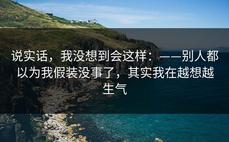 说实话,我没想到会这样:——别人都以为我假装没事了,其实我在越想越生气 说实话,我没想到会这样:——别人都以为我假装没事了,其实我在越想越生气