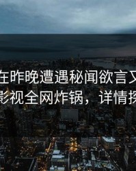 当事人在昨晚遭遇秘闻欲言又止，香蕉影视全网炸锅，详情探秘