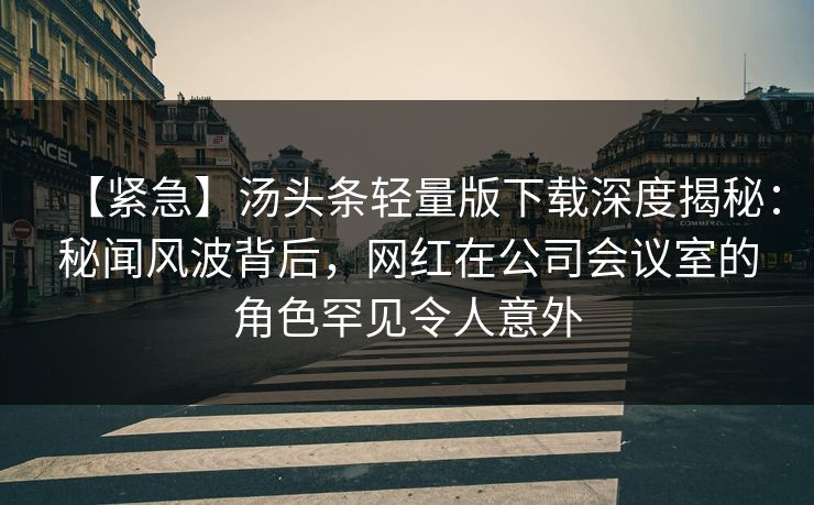 【紧急】汤头条轻量版下载深度揭秘：秘闻风波背后，网红在公司会议室的角色罕见令人意外