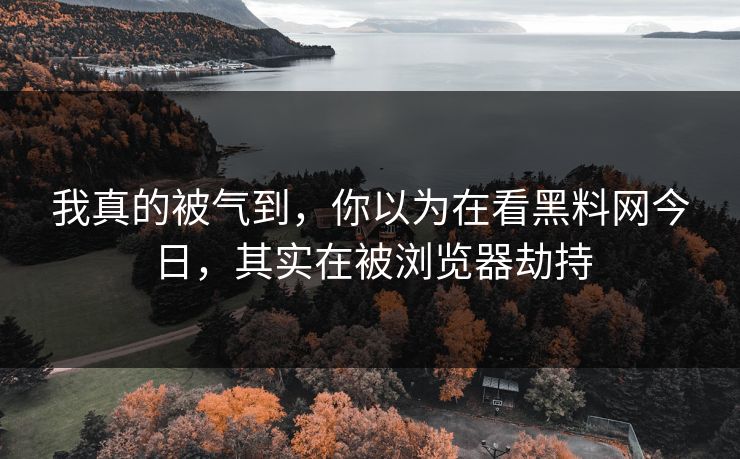 我真的被气到,你以为在看黑料网今日,其实在被浏览器劫持 我真的被气到,你以为在看黑料网今日,其实在被浏览器劫持