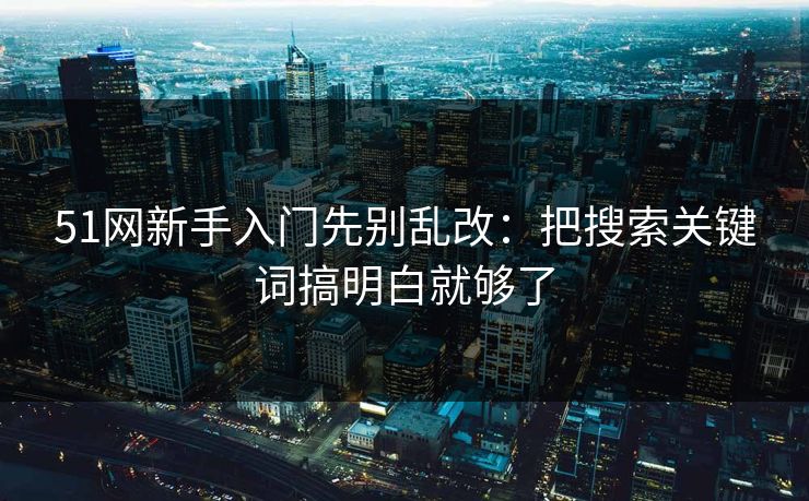 51网新手入门先别乱改：把搜索关键词搞明白就够了